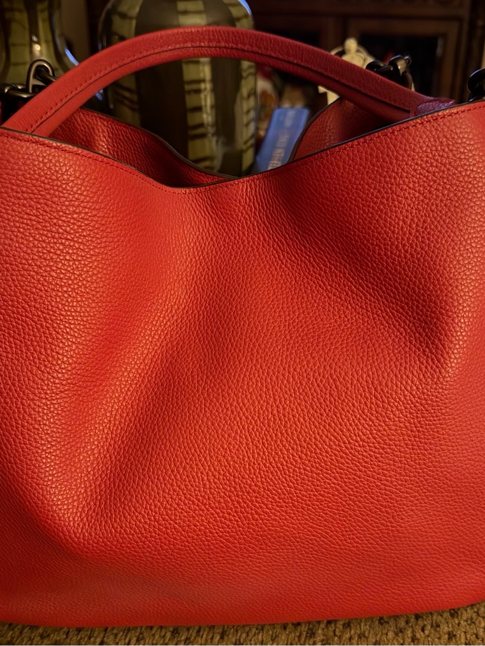 Coach signature/ red leather shoulder bag